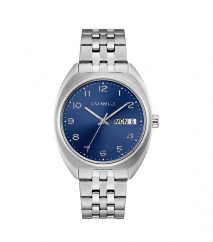 Caravelle by Bulova Mens 43C120 Retro Stainless Blue Dial Bracelet Watch