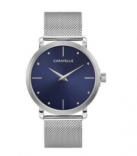 Caravelle by Bulova Mens 43A149 Stainless Blue Dial Mesh Bracelet Watch