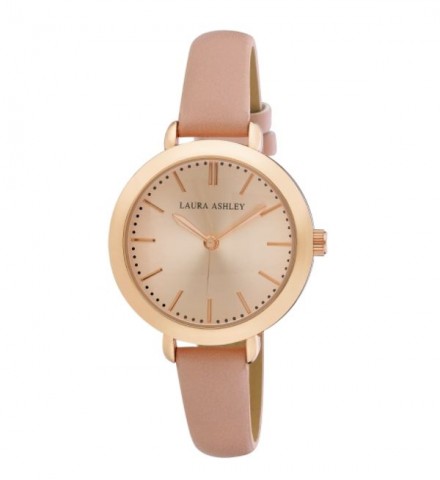 Laura Ashley Ladies Round Rose Gold Case with a Pink Strap Watch