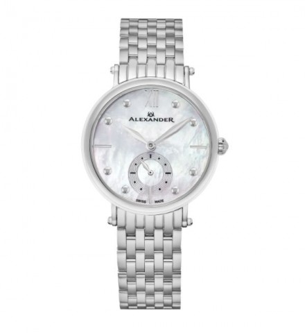 Alexander Women's Swiss Made 'Roxana' Stainless Steel Link Bracelet Watch