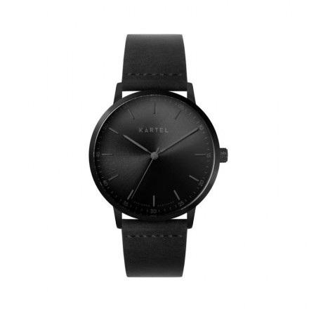 HUME 40MM BLACK LEATHER STRAP WATCH