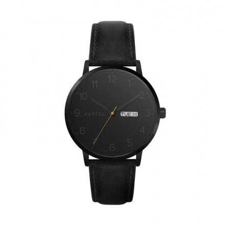 MORRIS 40MM BLACK LEATHER STRAP WATCH