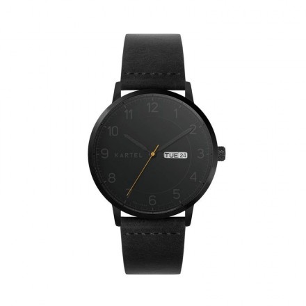 MORRIS 40MM BLACK LEATHER STRAP WATCH