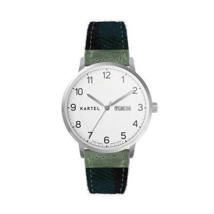 MORRIS 40MM BLUE TARTAN STRAP WATCH