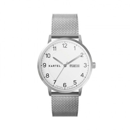 MORRIS 40MM SILVER CHAIN MESH STRAP WATCH
