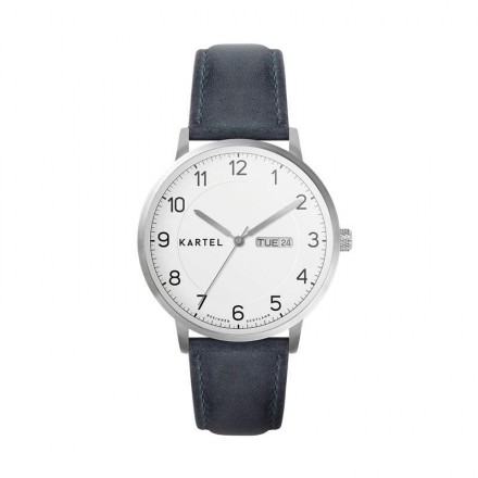 MORRIS 40MM BLUE LEATHER STRAP WATCH