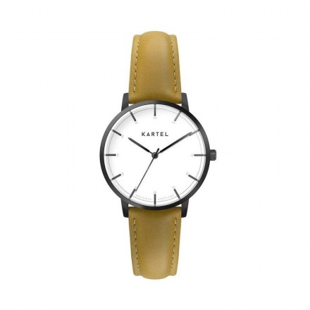 ISLA 34MM YELLOW LEATHER STRAP WATCH