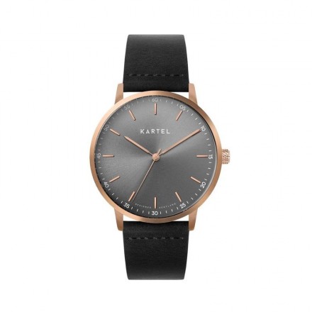 HUME 40MM BLACK LEATHER STRAP WATCH