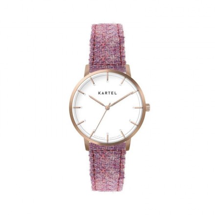 ISLA 34MM PINK TWEED LEATHER STRAP WATCH