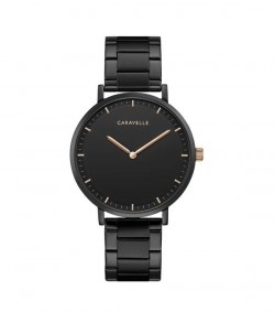 Caravelle by Bulova Mens 45A145 Black IP Stainless Bracelet Watch