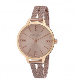 Laura Ashley Pink Split Mesh Band Sunray Dial Watch