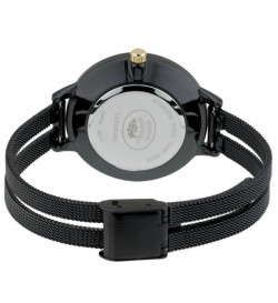 Laura Ashley Black Split Mesh Band Sunray Dial Watch