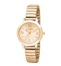 Laura Ashley Rosegold Women's Round Expandable Stainless Steel Bracelet Watch