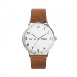 MORRIS 40MM TAN LEATHER STRAP WATCH