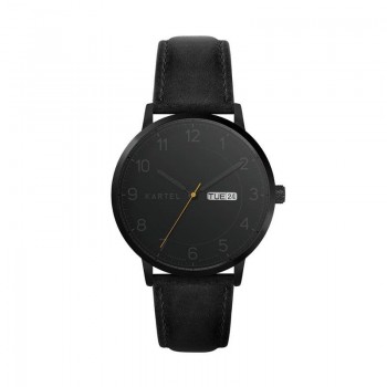 MORRIS 40MM BLACK LEATHER STRAP WATCH