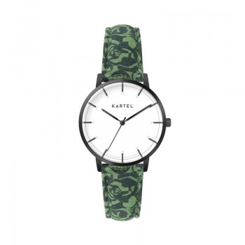 ISLA 34MM GREEN FABRIC STRAP WATCH