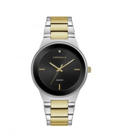 Caravelle Designed by Bulova Men's 45D107 Modern Diamond Dial Two-Tone Stainless Bracelet Watch