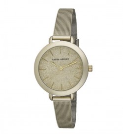 Laura Ashley Womens LA31069YG Glitz Sparkle Dial Spray Gold Mesh Band Watch
