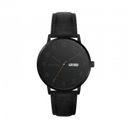 MORRIS 40MM BLACK LEATHER STRAP WATCH