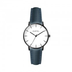 ISLA 34MM BLUE LEATHER STRAP WATCH