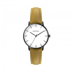 ISLA 34MM YELLOW LEATHER STRAP WATCH