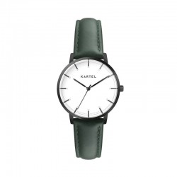 ISLA 34MM GREEN LEATHER STRAP WATCH