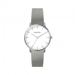 ISLA 34MM GREY LEATHER STRAP WATCH