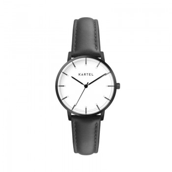 ISLA 34MM BLACK LEATHER STRAP WATCH