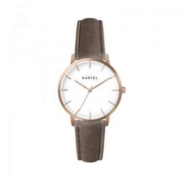 ISLA 34MM BROWN LEATHER STRAP WATCH