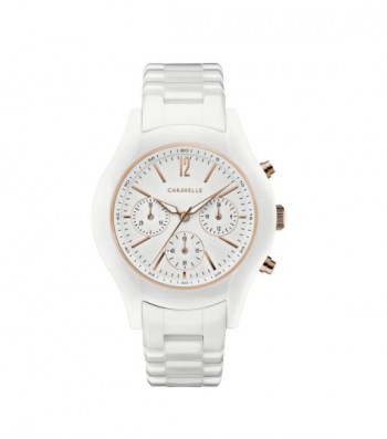 Caravelle Designed by Bulova Women's 45L174 White Ceramic Chrono Bracelet Watch