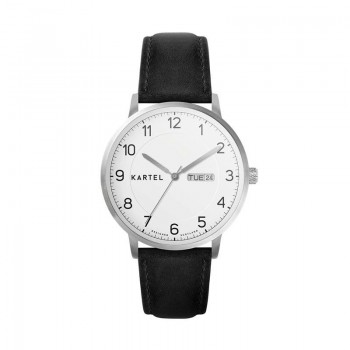 MORRIS 40MM BLACK LEATHER STRAP WATCH