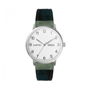 MORRIS 40MM BLUE TARTAN STRAP WATCH