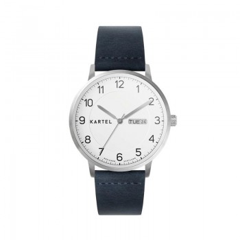 MORRIS 40MM BLUE LEATHER STRAP WATCH