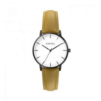 ISLA 34MM YELLOW LEATHER STRAP WATCH