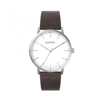 HUME 40MM BROWN LEATHER STRAP WATCH