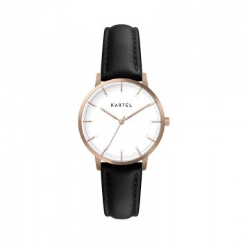 ISLA 34MM BLACK LEATHER STRAP WATCH